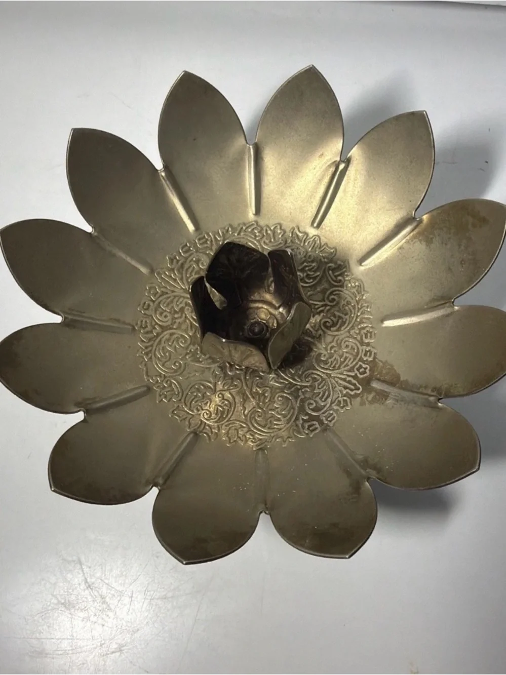 Brass Lotus Candle Holder - Gold Tone